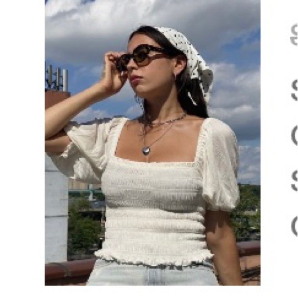 Smocked puff sleeve crop top